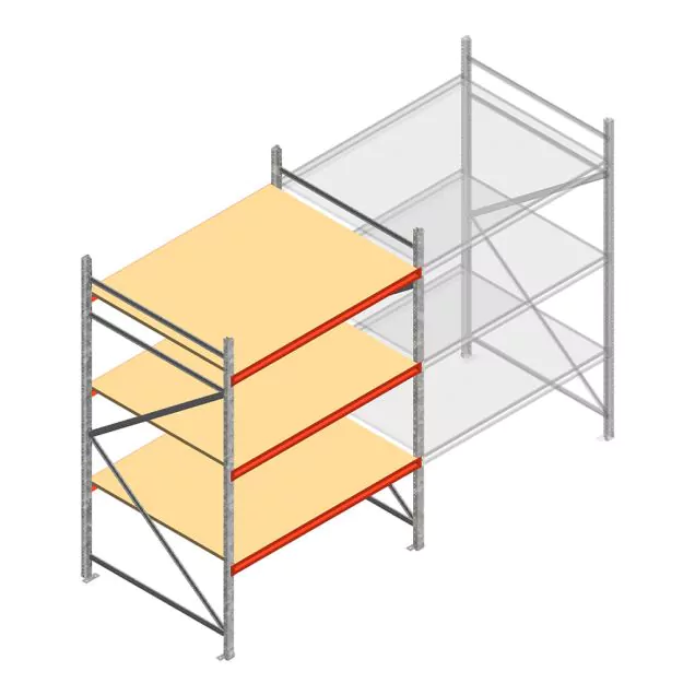 Grootvakstelling AR 2000x1610x1200 mm (hxbxd) 3 niveaus verzinkt beginsectie met voorgemonteerde frames