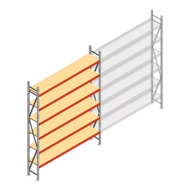 Grootvakstelling AR 3000x2700x500 mm (hxbxd) 6 niveaus verzinkt beginsectie met voorgemonteerde frames