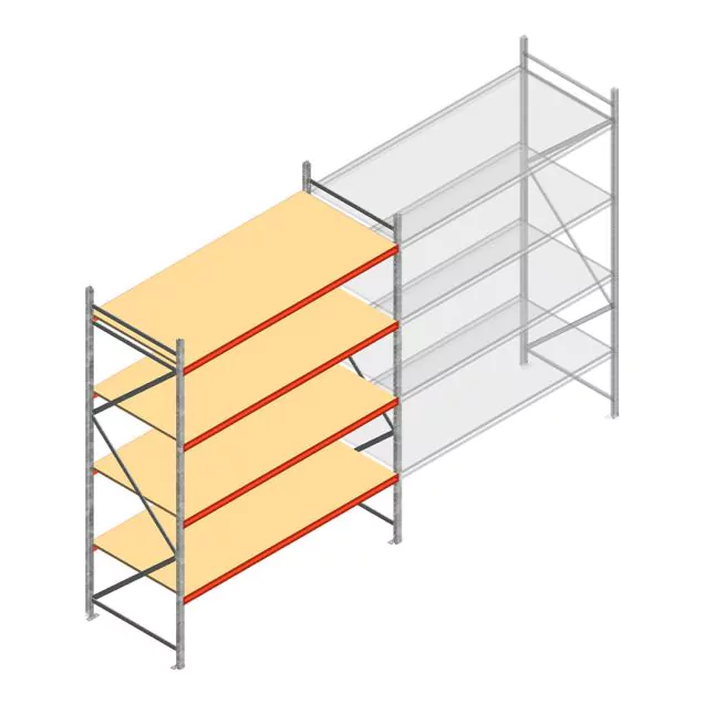 Grootvakstelling AR 3000x2700x1000 mm (hxbxd) 4 niveaus verzinkt beginsectie