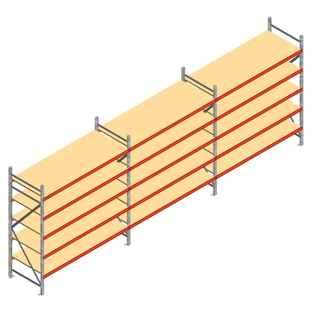 Voordeelrij grootvakstelling AR 3000x6230x800 mm (hxbxd) 5 niveaus met voorgemonteerde frames