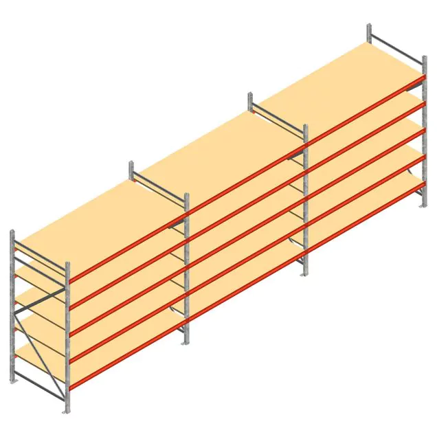 Voordeelrij grootvakstelling AR 3000x5750x1000 mm (hxbxd) 5 niveaus met voorgemonteerde frames