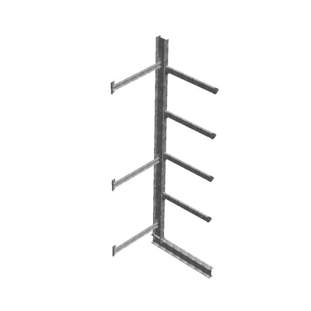 Zware draagarmstelling thermisch verzinkt enkelzijdig 4500x1500x1200mm (hxbxd) 4 niveaus aanbouwsectie