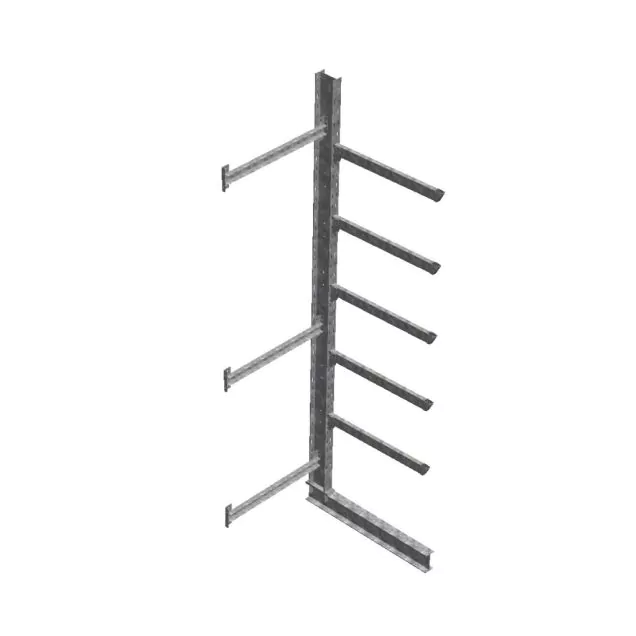 Zware draagarmstelling thermisch verzinkt enkelzijdig 4500x1500x1200mm (hxbxd) 5 niveaus aanbouwsectie