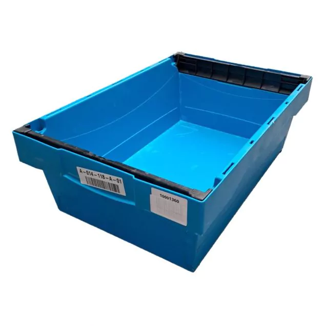 Gebruikte magazijnbak 600x400x200 mm (lxbxh) blauw stapelbaar en nestbaar