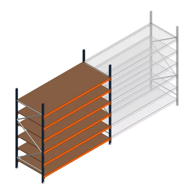 Grootvakstelling Kimer 2500x2400x1000 mm (hxbxd) 6 niveaus beginsectie met voorgemonteerde frames