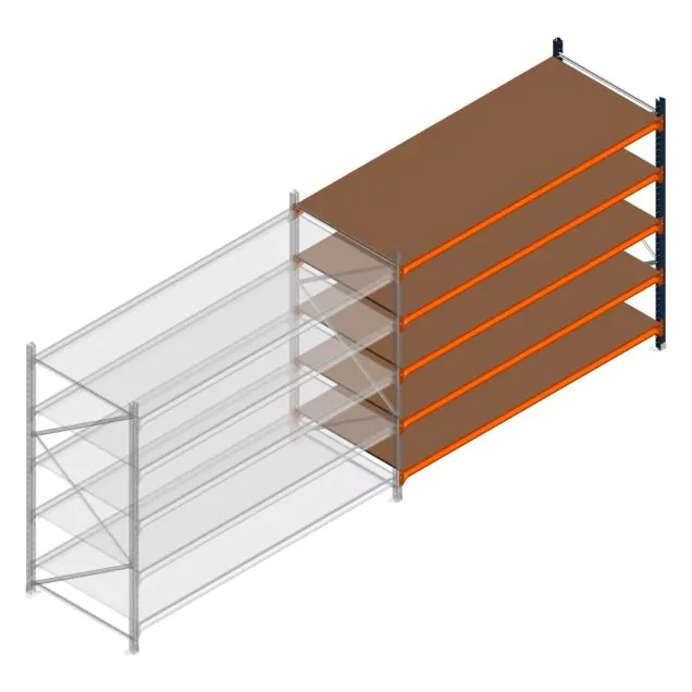Grootvakstelling Kimer 2000x2400x1000 mm (hxbxd) 5 niveaus aanbouwsectie met voorgemonteerde frames