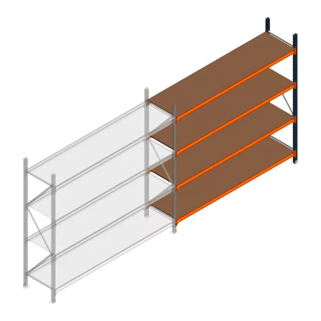Grootvakstelling Kimer 2250x2400x600 mm (hxbxd) 4 niveaus aanbouwsectie met voorgemonteerde frames
