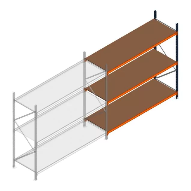 Grootvakstelling Kimer 2250x2400x800 mm (hxbxd) 3 niveaus aanbouwsectie met voorgemonteerde frames