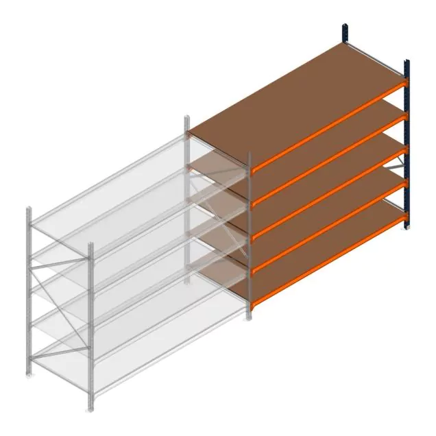 Grootvakstelling Kimer 2250x2400x1000 mm (hxbxd) 5 niveaus aanbouwsectie met voorgemonteerde frames