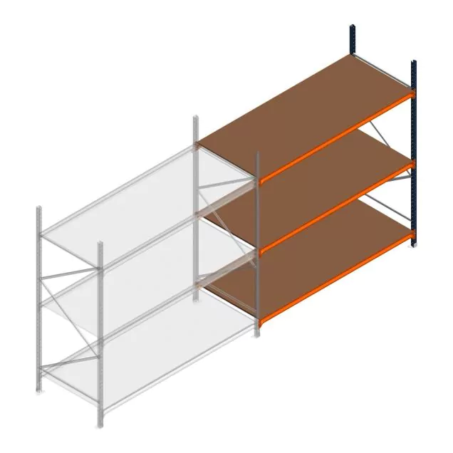 Grootvakstelling Kimer 2500x2400x1000 mm (hxbxd) 3 niveaus aanbouwsectie met voorgemonteerde frames