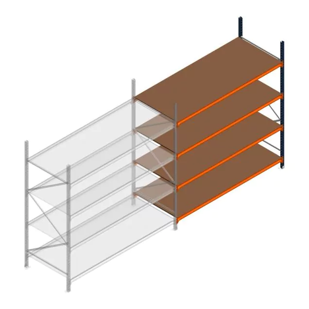 Grootvakstelling Kimer 2500x2400x1000 mm (hxbxd) 4 niveaus aanbouwsectie met voorgemonteerde frames