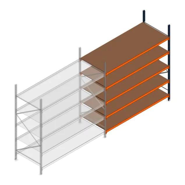 Grootvakstelling Kimer 2500x2400x1000 mm (hxbxd) 5 niveaus aanbouwsectie met voorgemonteerde frames