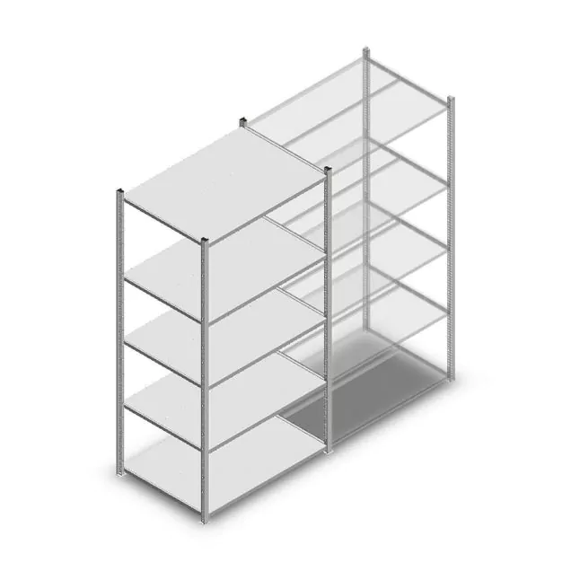 Deels gebruikte legbordstelling MD 2000x1000x700 mm (hxbxd) 5 niveaus beginsectie