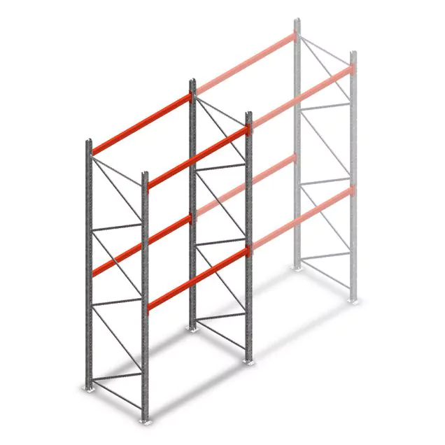 Palletstelling AR T2 4000x1850x1100mm (hxbxd) 2 niveaus 2530kg/niv beginsectie met voorgemonteerde frames