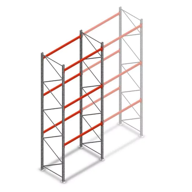 Palletstelling AR T2 4500x1850x1100mm (hxbxd) 3 niveaus 2530kg/niv beginsectie met voorgemonteerde frames