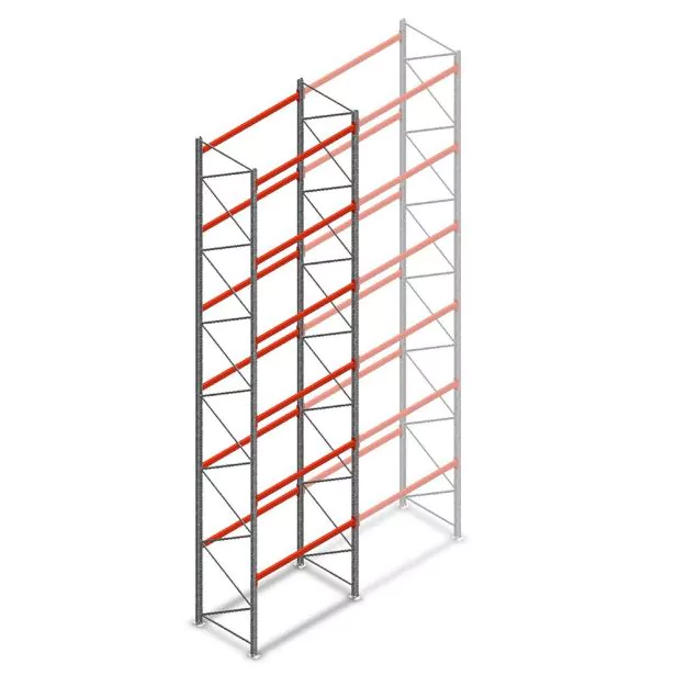 Palletstelling AR T2 8000x1850x1100mm (hxbxd) 6 niveaus 2530kg/niv beginsectie met voorgemonteerde frames