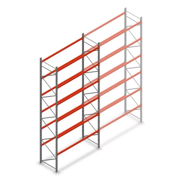 Palletstelling AR T2 6000x2700x1100mm (hxbxd) 6 niveaus 1820kg/niv beginsectie met voorgemonteerde frames