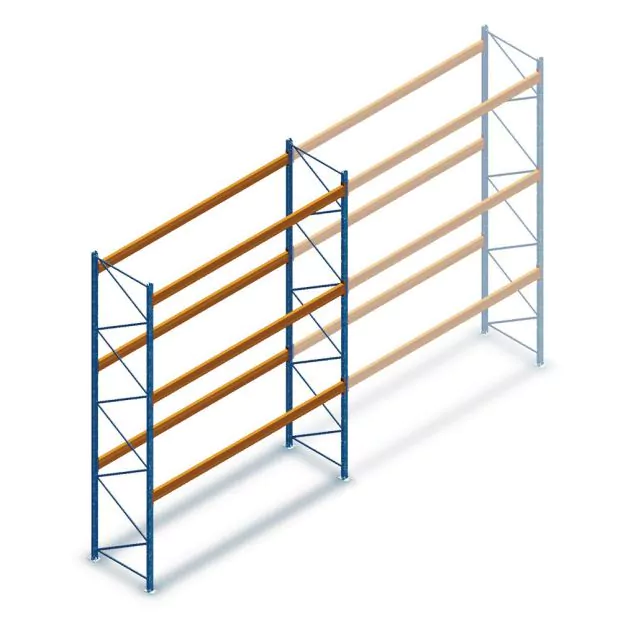Gebruikte Esmena palletstelling 4900x3600x1100 mm (hxbxd) 3 niveaus beginsectie 3088kg/set