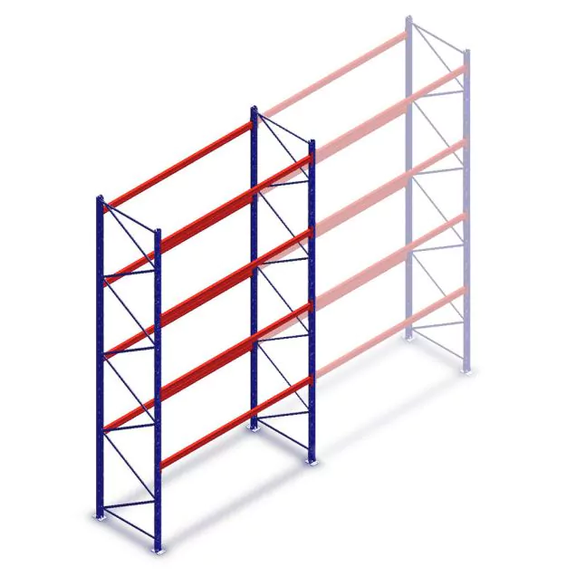 Gebruikte SLP palletstelling 5250x2700x1000 mm (hxbxd) 4 niveaus beginsectie