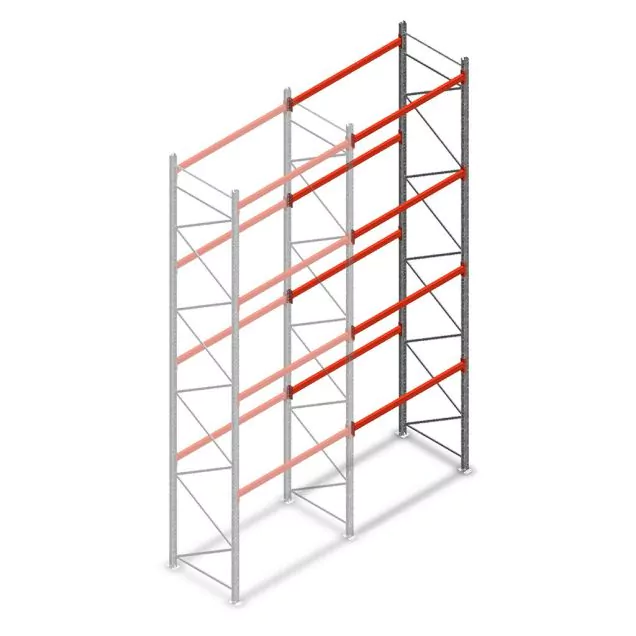 Palletstelling AR T2 6000x1850x1100mm (hxbxd) 4 niveaus 2530kg/niv aanbouwsectie