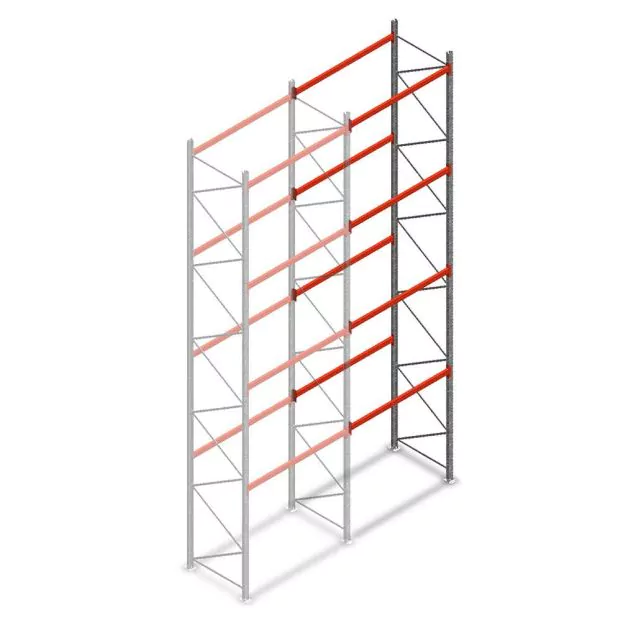 Palletstelling AR T2 7000x1850x1100mm (hxbxd) 4 niveaus 2530kg/niv aanbouwsectie