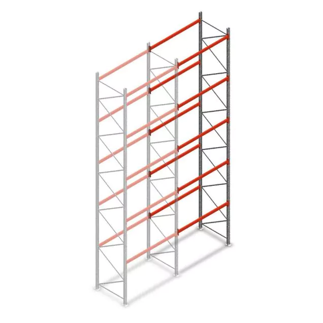 Palletstelling AR T2 7000x1850x1100mm (hxbxd) 5 niveaus 2530kg/niv aanbouwsectie