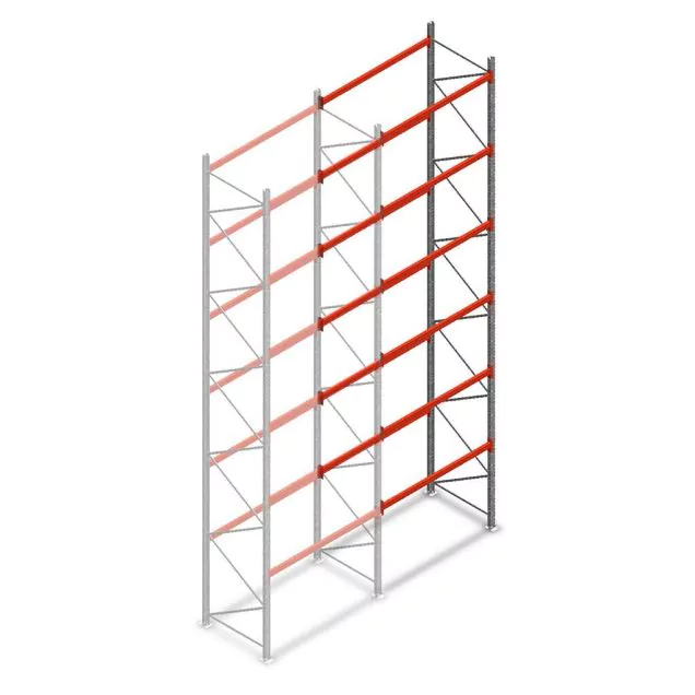 Palletstelling AR T2 7000x1850x1100mm (hxbxd) 6 niveaus 2530kg/niv aanbouwsectie