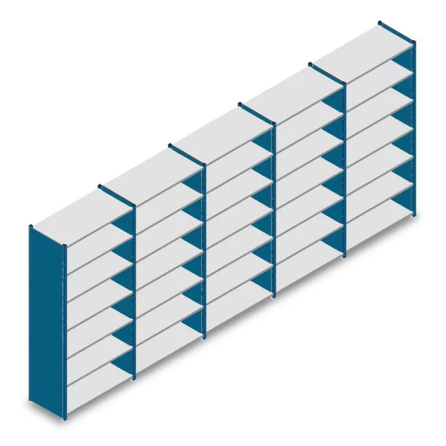 Voordeelrij gebruikte Dexion Impex legbordstelling 2435x6380x610 mm (hxbxd) 7 niveaus