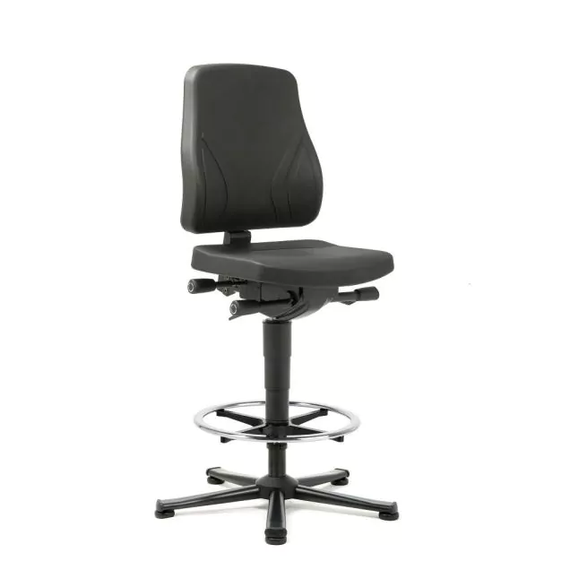 Bimos werkstoel All-in-One met glijders en voetenring Zwart