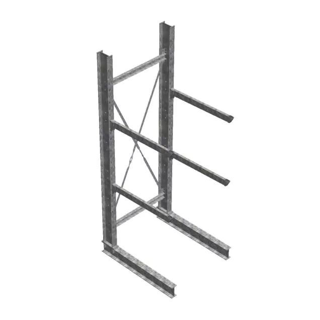 Zware draagarmstelling thermisch verzinkt enkelzijdig 3500x1000x1200mm (hxbxd) 2 niveaus beginsectie