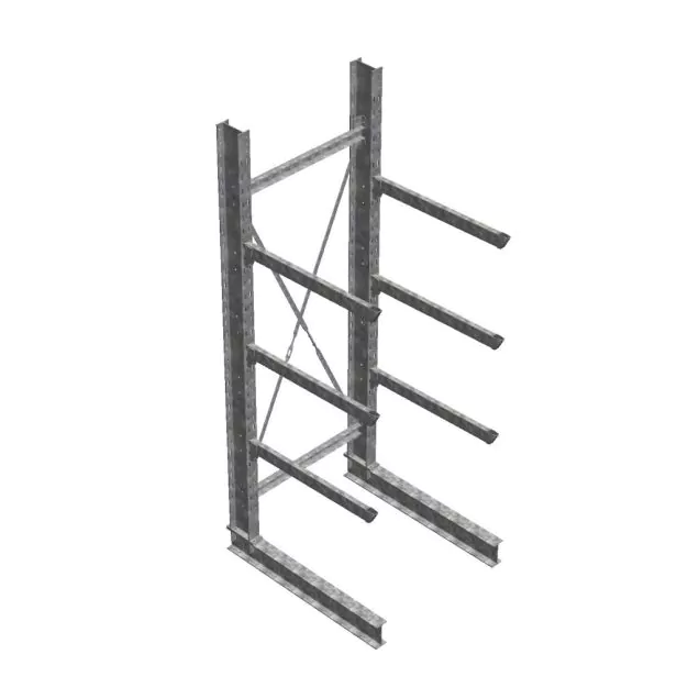 Zware draagarmstelling thermisch verzinkt enkelzijdig 3500x1000x1200mm (hxbxd) 3 niveaus beginsectie