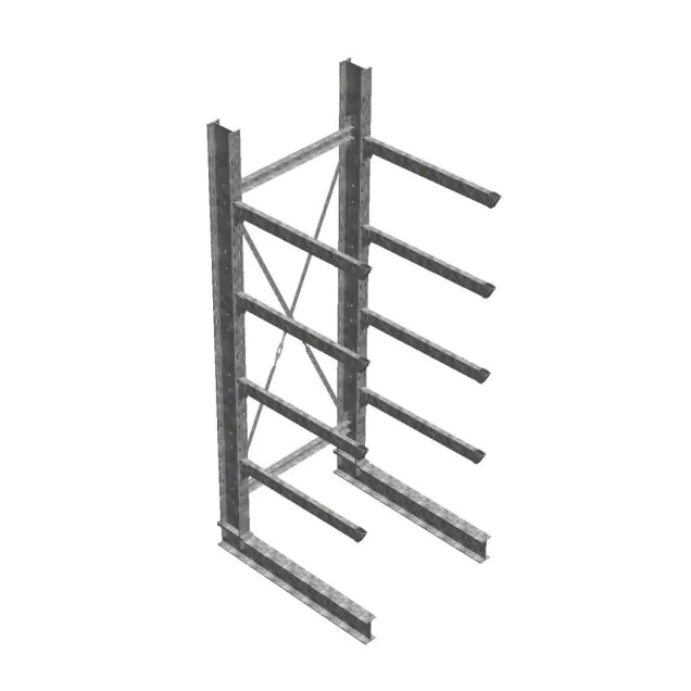 Zware draagarmstelling thermisch verzinkt enkelzijdig 3500x1000x1200mm (hxbxd) 4 niveaus beginsectie