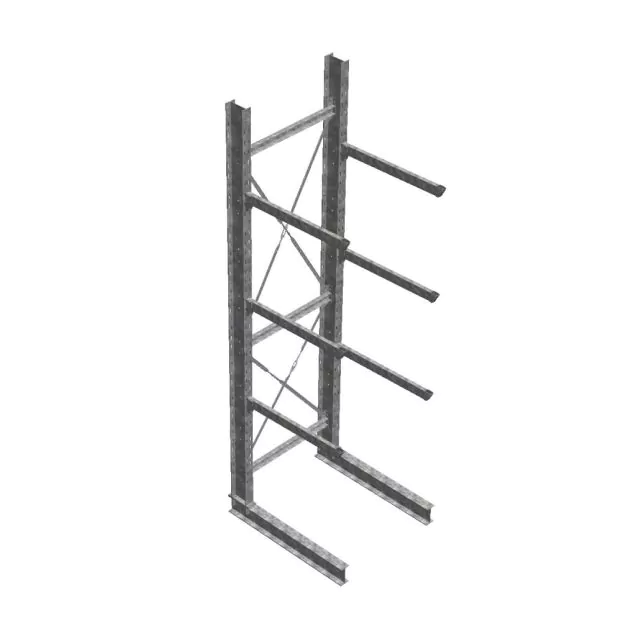 Zware draagarmstelling thermisch verzinkt enkelzijdig 4500x1500x1200mm (hxbxd) 3 niveaus beginsectie