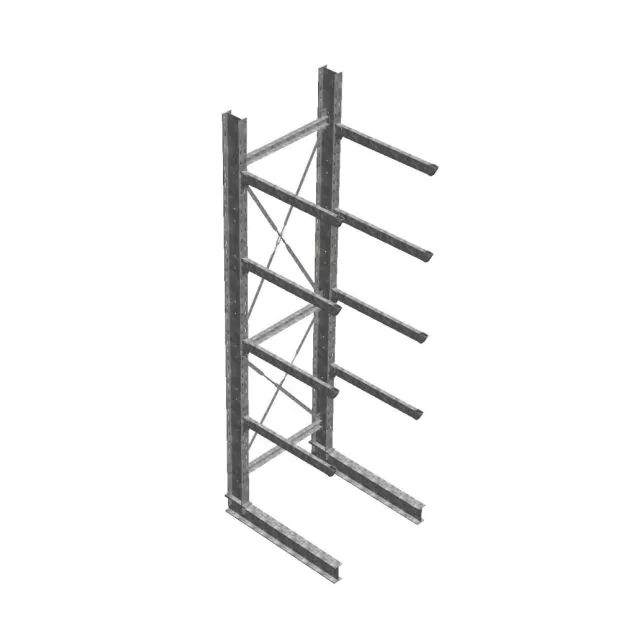 Zware draagarmstelling thermisch verzinkt enkelzijdig 4500x1200x1200mm (hxbxd) 4 niveaus beginsectie