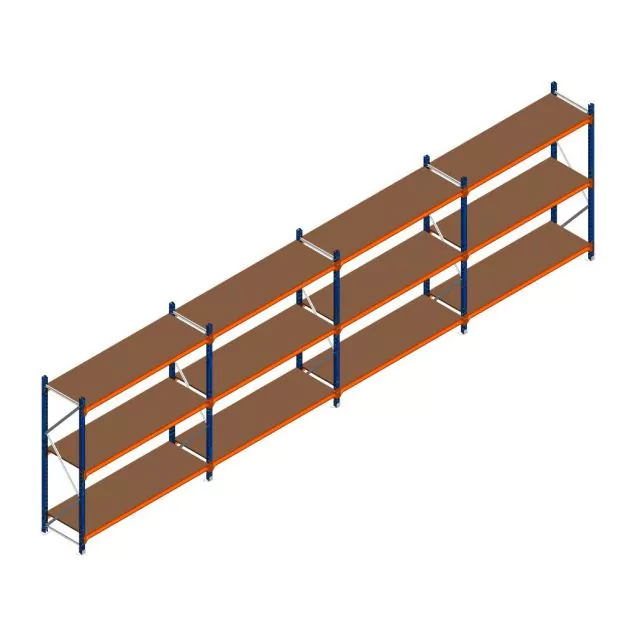 Voordeelrij grootvakstelling Kimer 1750x6250x600 mm (hxbxd) 3 niveaus met voorgemonteerde frames