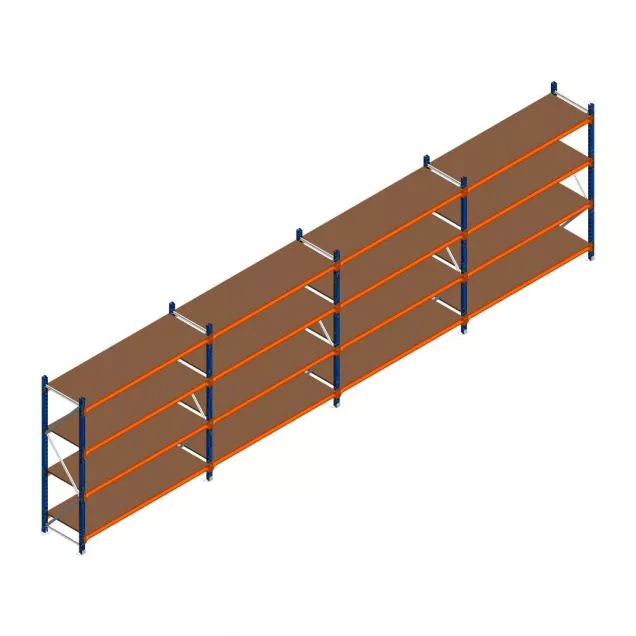 Voordeelrij grootvakstelling Kimer 1750x6250x600 mm (hxbxd) 4 niveaus met voorgemonteerde frames