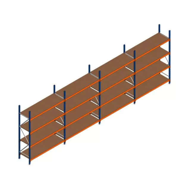 Voordeelrij grootvakstelling Kimer 2250x6250x600 mm (hxbxd) 4 niveaus met voorgemonteerde frames