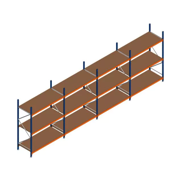 Voordeelrij grootvakstelling Kimer 2250x6250x800 mm (hxbxd) 3 niveaus met voorgemonteerde frames