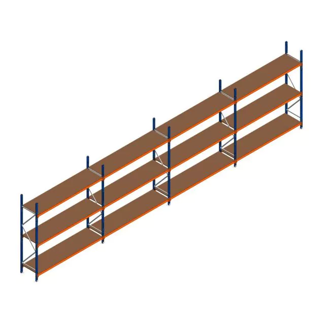 Voordeelrij grootvakstelling Kimer 2250x9250x600 mm (hxbxd) 3 niveaus met voorgemonteerde frames