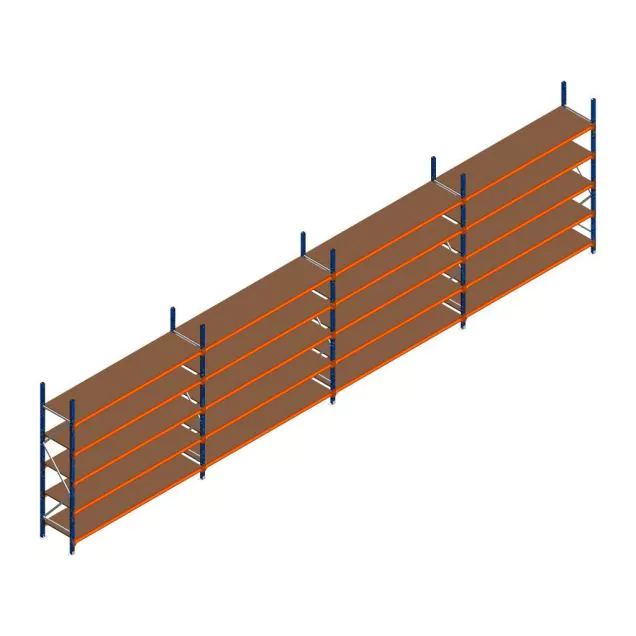 Voordeelrij grootvakstelling Kimer 2250x9250x600 mm (hxbxd) 5 niveaus met voorgemonteerde frames