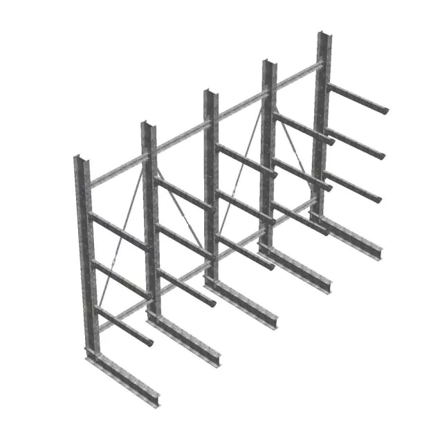 Voordeelrij zware draagarmstelling thermisch verzinkt enkelzijdig 3500x4100x1200mm (hxbxd) 3 niveaus
