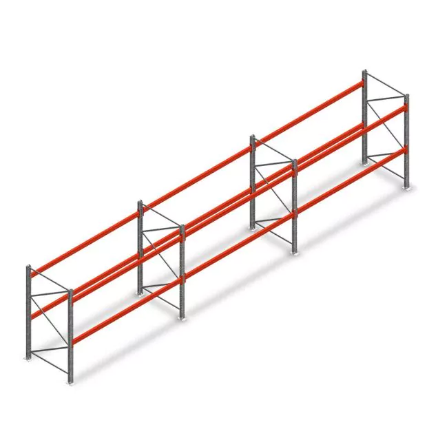 Voordeelrij palletstelling AR T2 2000x8420x1100mm (hxbxd) 2 niveaus 3636kg/niv met voorgemonteerde frames