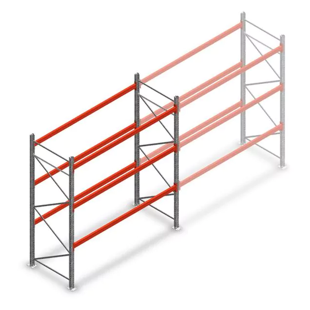 Palletstelling AR T2 2500x2700x1100mm (hxbxd) 3 niveaus 2844kg/niv beginsectie met voorgemonteerde frames