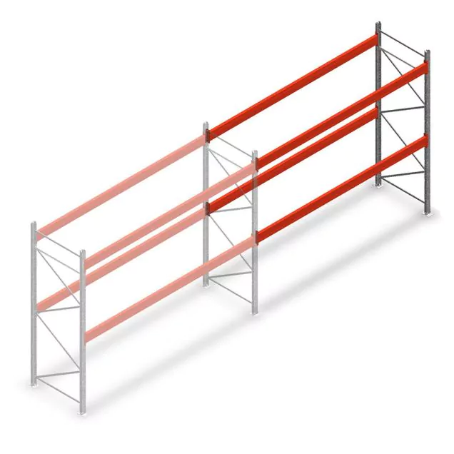 Palletstelling AR T2 3000x3300x1100mm (hxbxd) 2 niveaus 2415kg/niv aanbouwsectie