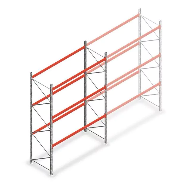 Palletstelling AR T2 4000x2700x1100mm (hxbxd) 3 niveaus 3636kg/niv beginsectie met voorgemonteerde frames