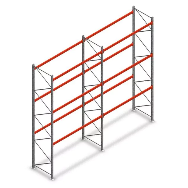 Combideal palletstelling AR T2 5000x5640x1100 mm (hxbxd) 3 niveaus 3636kg/niv met voorgemonteerde frames