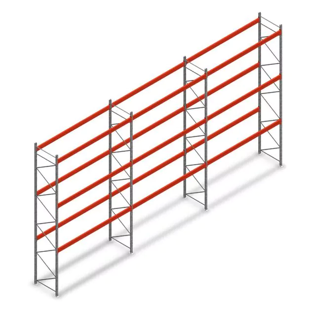 Voordeelrij palletstelling AR T2 6000x11120x1100mm (hxbxd) 3 niveaus 2252kg/niv met voorgemonteerde frames