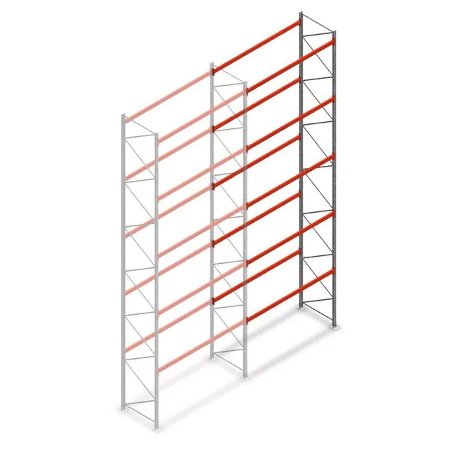 Palletstelling AR T2 8000x2700x1100mm (hxbxd) 5 niveaus 2844kg/niv aanbouwsectie met voorgemonteerde frames