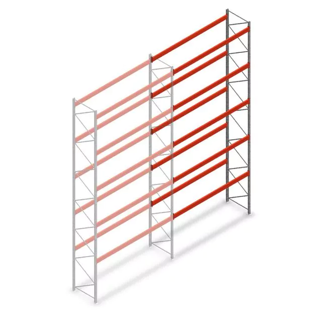 Palletstelling AR T2 8000x3600x1100mm (hxbxd) 5 niveaus 3004kg/niv aanbouwsectie met voorgemonteerde frames