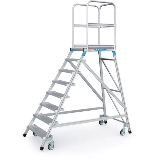 Verrijdbare platformtrap Zarges aluminium enkel 8 treden 1920 mm